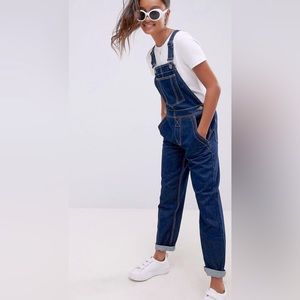 ASOS DESIGN denim overall in rinse wash - size US 4 in midwash blue color